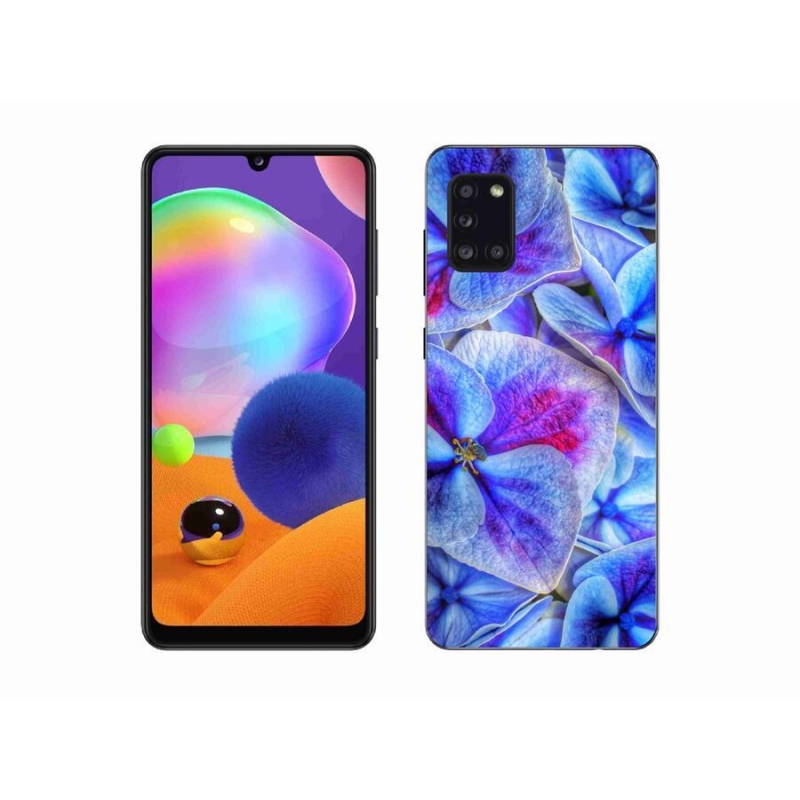 Gelový kryt mmCase na mobil Samsung Galaxy A31 - modré květy 1
