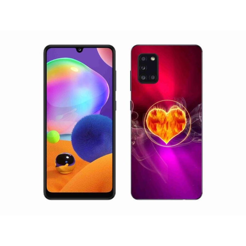 Gelový kryt mmCase na mobil Samsung Galaxy A31 - ohnivé srdce
