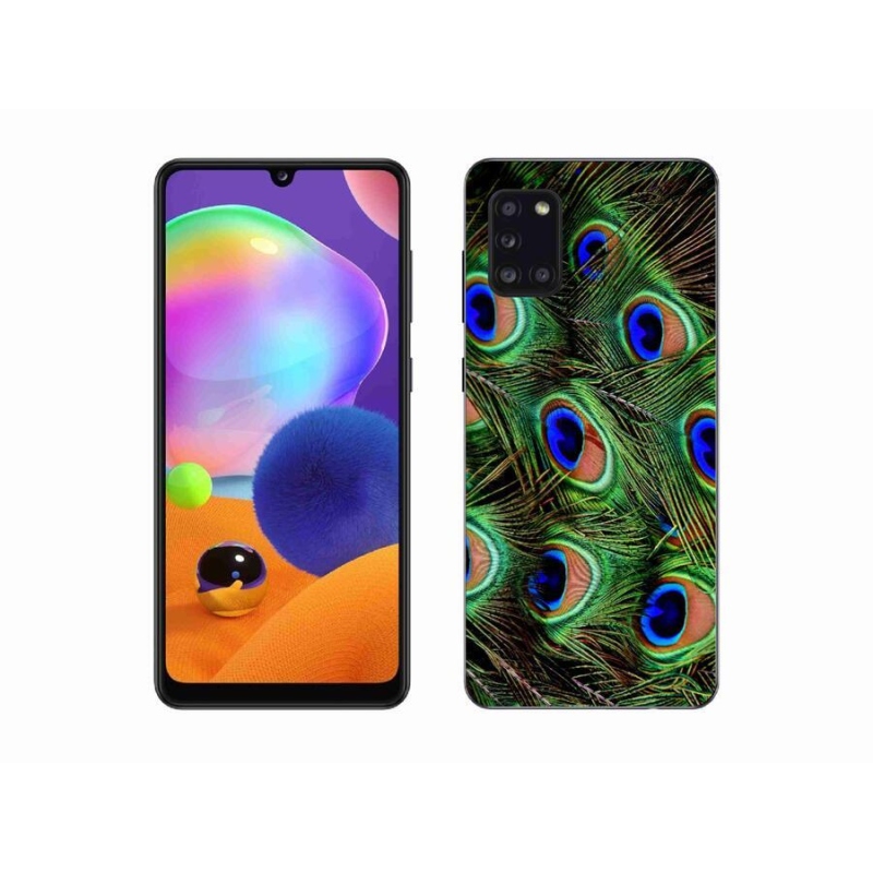 Gelový kryt mmCase na mobil Samsung Galaxy A31 - paví peří