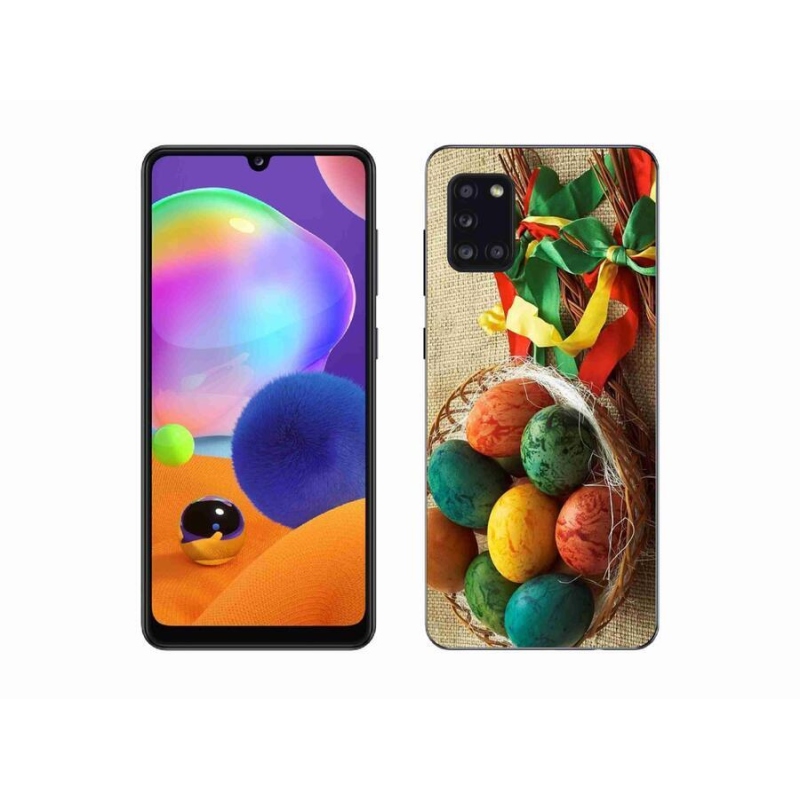 Gelový kryt mmCase na mobil Samsung Galaxy A31 - pomlázky a vajíčka