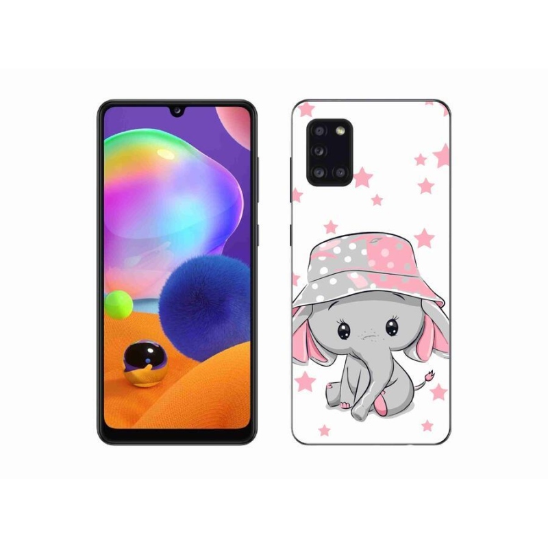 Gelový kryt mmCase na mobil Samsung Galaxy A31 - růžový slon