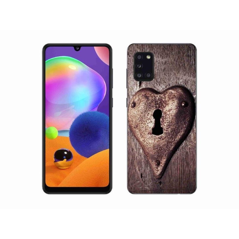 Gelový kryt mmCase na mobil Samsung Galaxy A31 - zámek ve tvaru srdce
