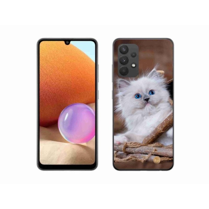 Gelový kryt mmCase na mobil Samsung Galaxy A32 4G - bílé kotě