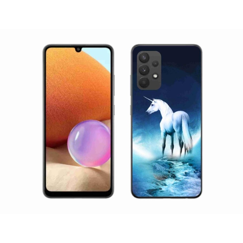 Gelový kryt mmCase na mobil Samsung Galaxy A32 4G - bílý jednorožec