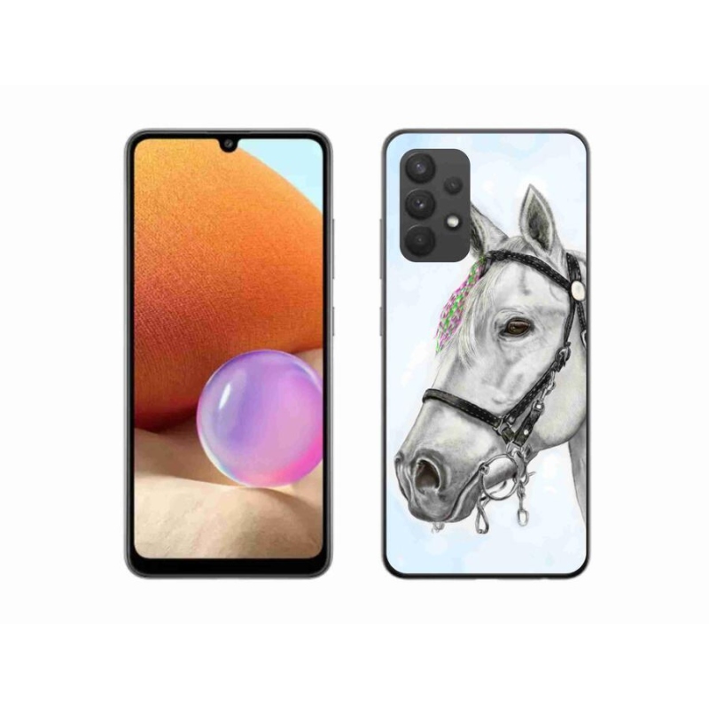 Gelový kryt mmCase na mobil Samsung Galaxy A32 4G - bílý kůň 1