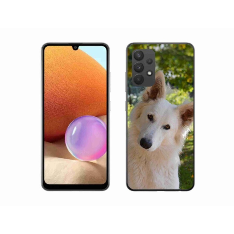 Gelový kryt mmCase na mobil Samsung Galaxy A32 4G - bílý švýcarský ovčák 1