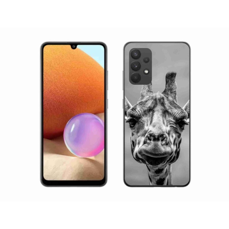 Gelový kryt mmCase na mobil Samsung Galaxy A32 4G - černobílá žirafa