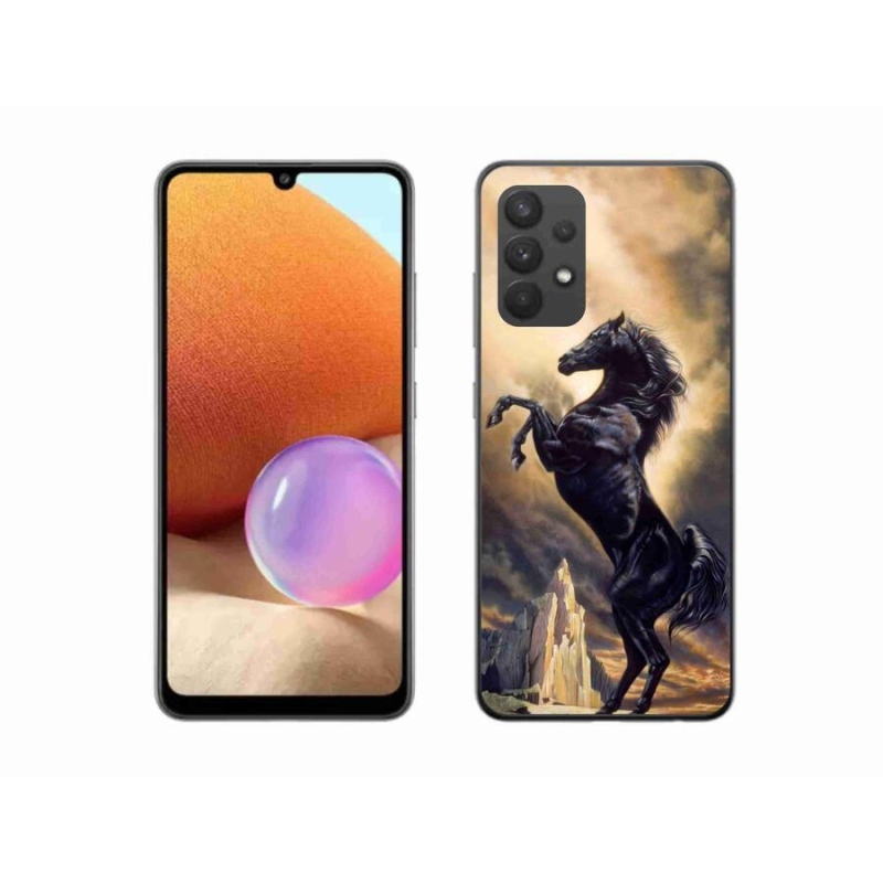 Gelový kryt mmCase na mobil Samsung Galaxy A32 4G - černý kreslený kůň