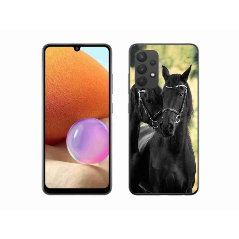 Gelový kryt mmCase na mobil Samsung Galaxy A32 4G - dva černí koně