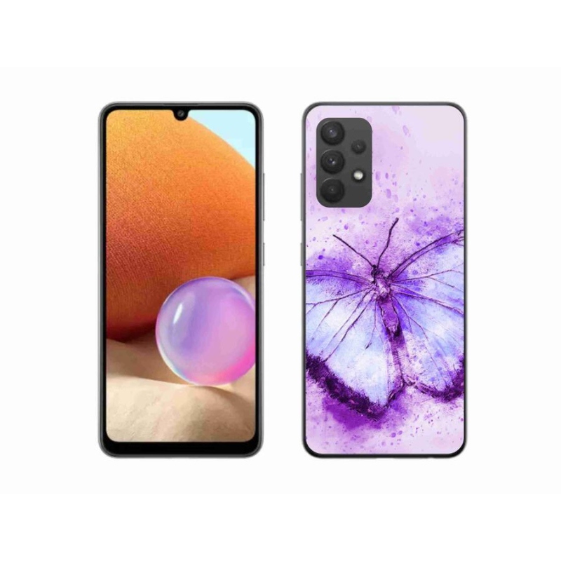 Gelový kryt mmCase na mobil Samsung Galaxy A32 4G - fialový motýl