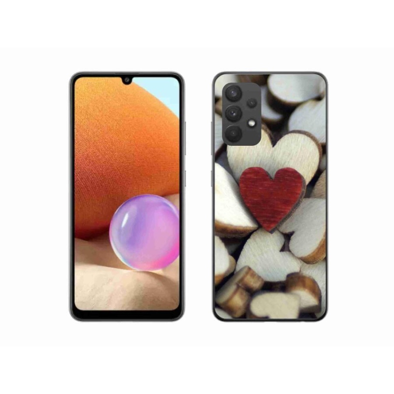 Gelový kryt mmCase na mobil Samsung Galaxy A32 4G - gravírované červené srdce