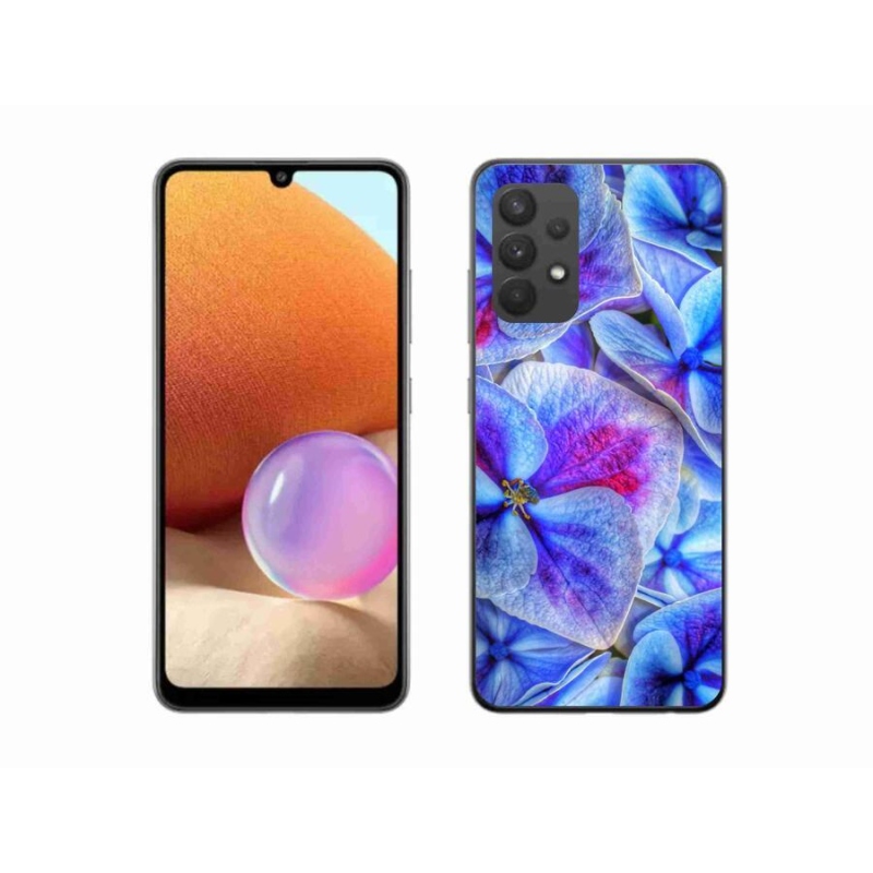 Gelový kryt mmCase na mobil Samsung Galaxy A32 4G - modré květy 1