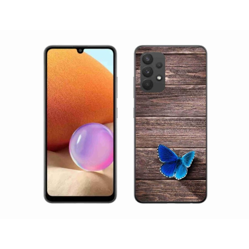 Gelový kryt mmCase na mobil Samsung Galaxy A32 4G - modrý motýl 1