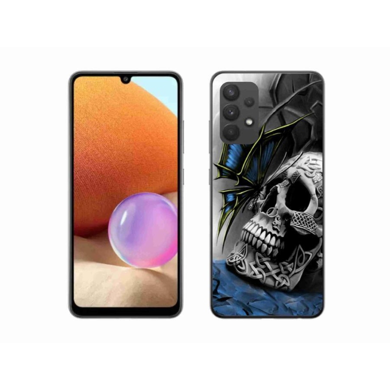 Gelový kryt mmCase na mobil Samsung Galaxy A32 4G - motýl a lebka