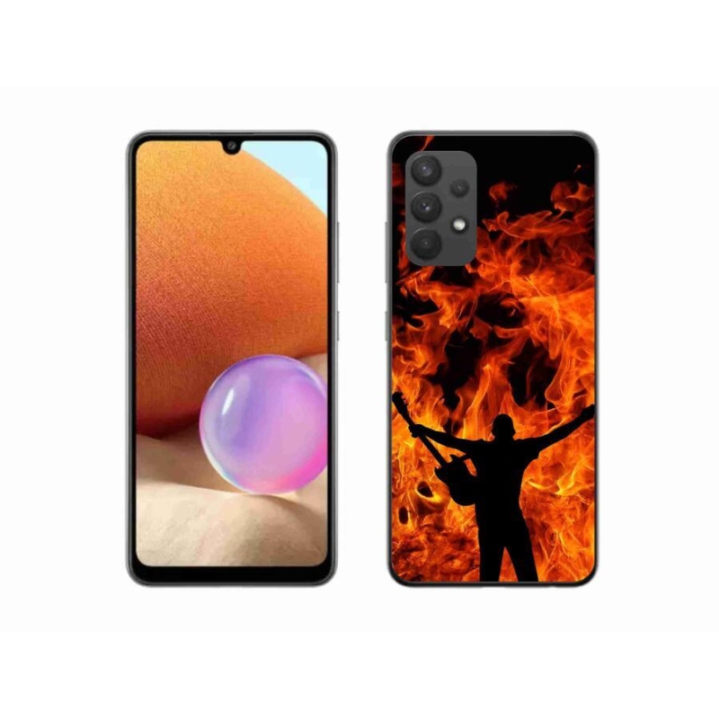 Gelový kryt mmCase na mobil Samsung Galaxy A32 4G - muzikant a oheň