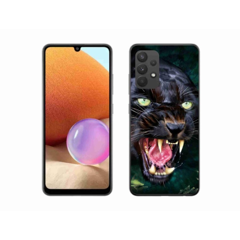 Gelový kryt mmCase na mobil Samsung Galaxy A32 4G - rozzuřený černý panter