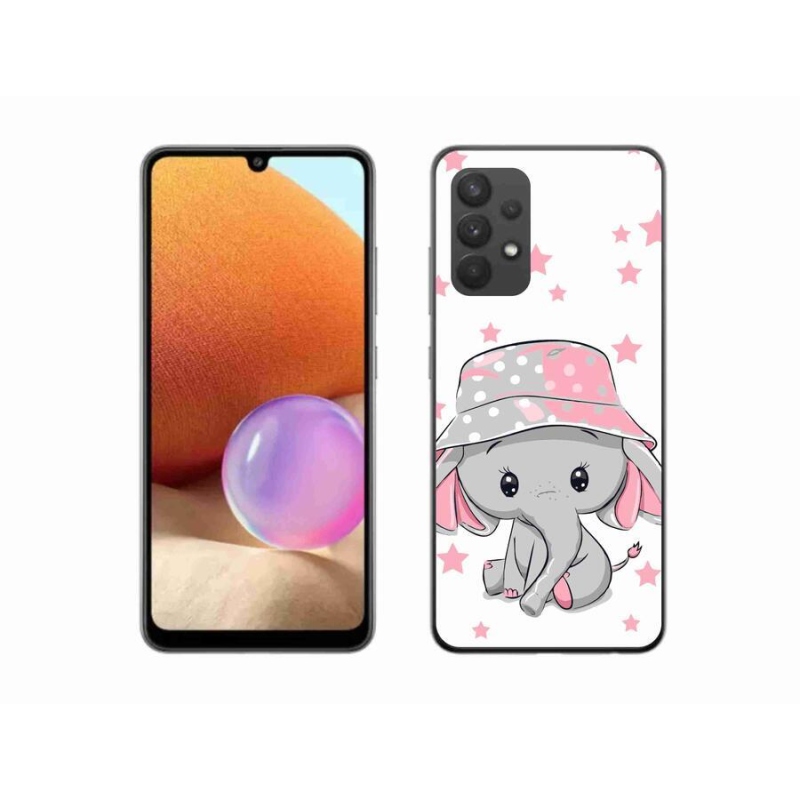 Gelový kryt mmCase na mobil Samsung Galaxy A32 4G - růžový slon