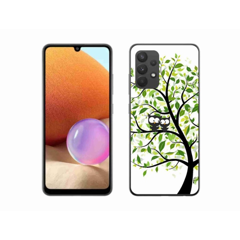 Gelový kryt mmCase na mobil Samsung Galaxy A32 4G - sovičky na stromě