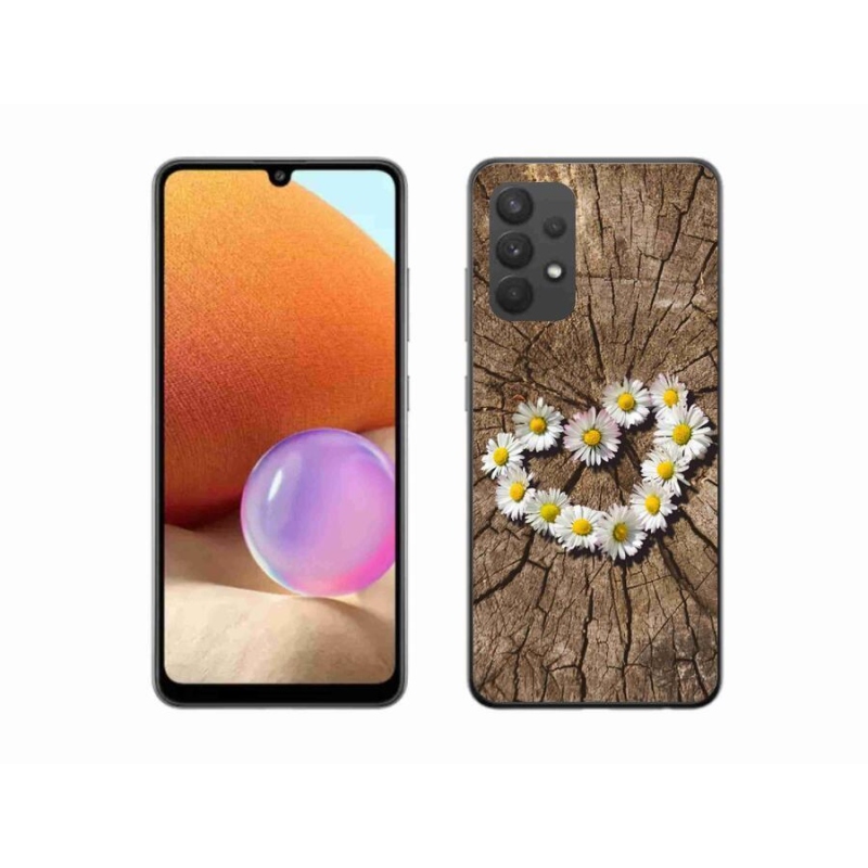 Gelový kryt mmCase na mobil Samsung Galaxy A32 4G - srdce z kopretin