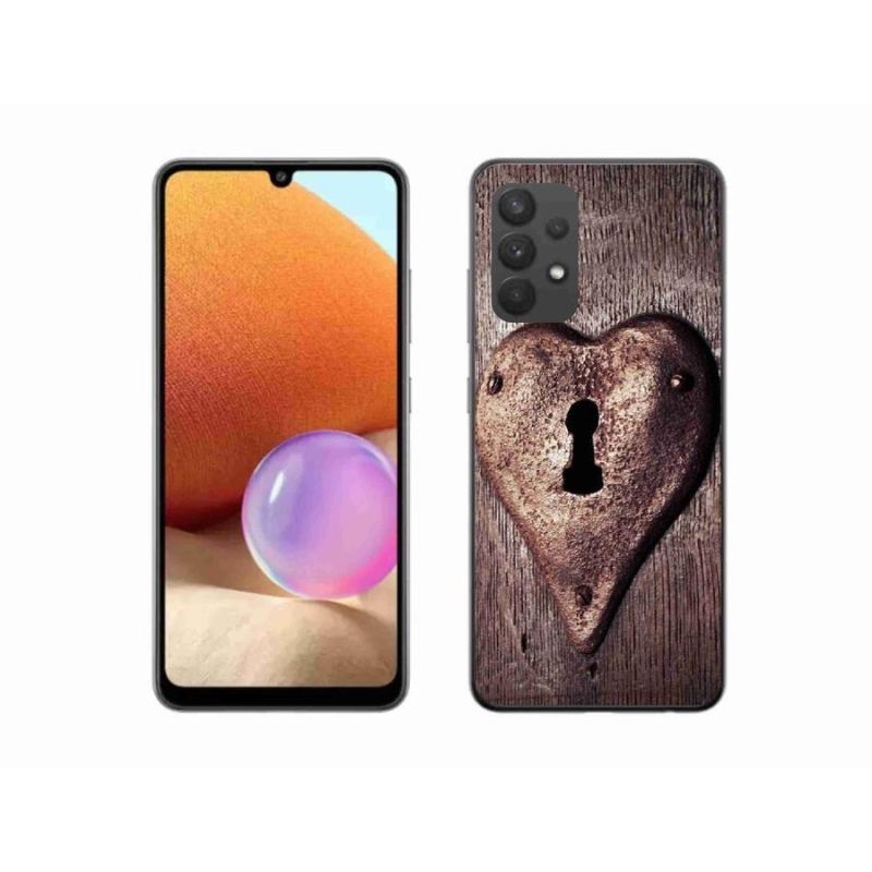 Gelový kryt mmCase na mobil Samsung Galaxy A32 4G - zámek ve tvaru srdce