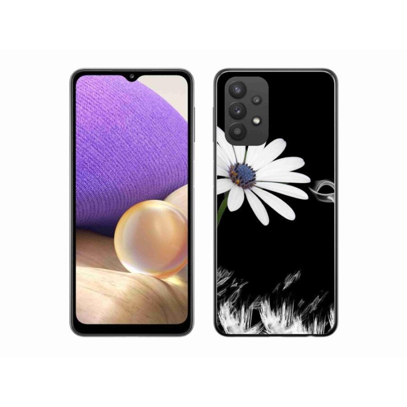 Gelový kryt mmCase na mobil Samsung Galaxy A32 5G - bílá květina