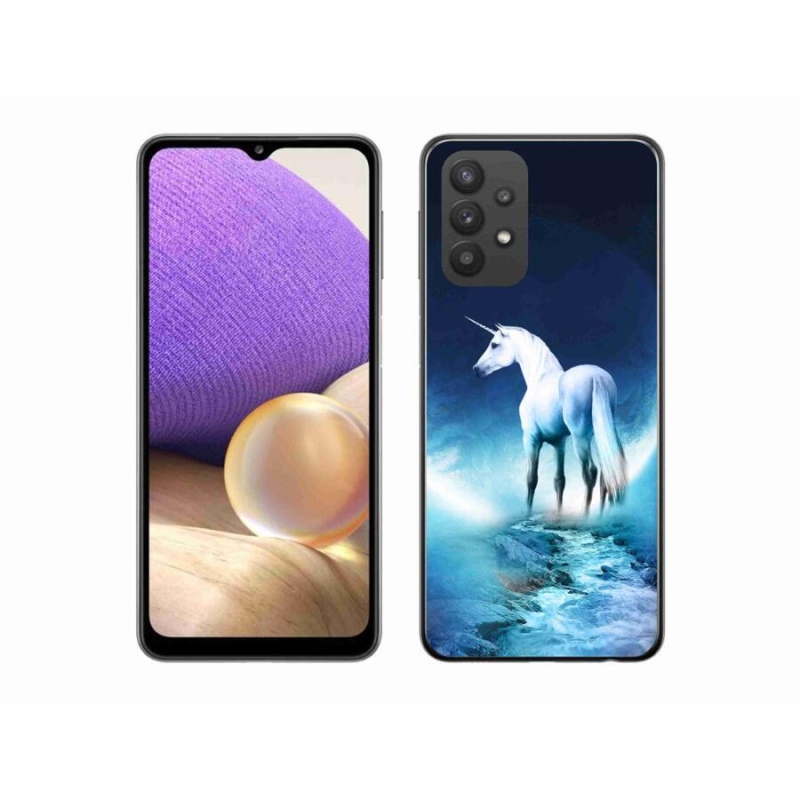 Gelový kryt mmCase na mobil Samsung Galaxy A32 5G - bílý jednorožec