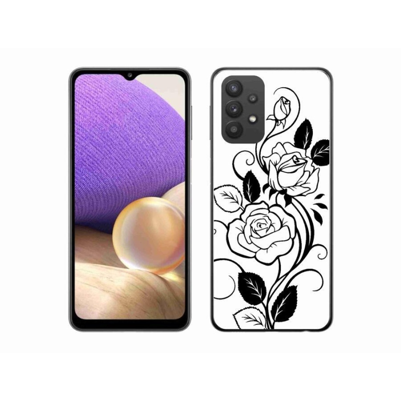 Gelový kryt mmCase na mobil Samsung Galaxy A32 5G - černobílá růže