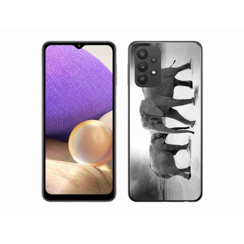 Gelový kryt mmCase na mobil Samsung Galaxy A32 5G - černobílí sloni