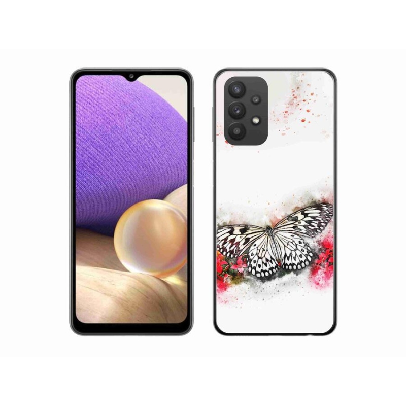 Gelový kryt mmCase na mobil Samsung Galaxy A32 5G - černobílý motýl