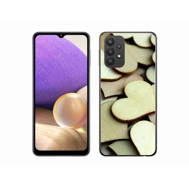 Gelový kryt mmCase na mobil Samsung Galaxy A32 5G - dřevěná srdíčka