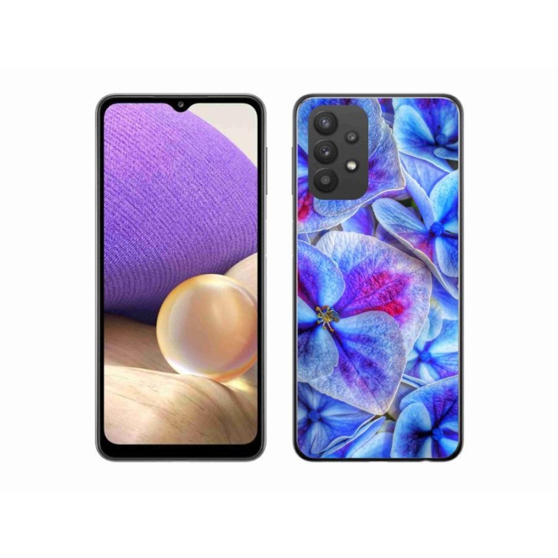 Gelový kryt mmCase na mobil Samsung Galaxy A32 5G - modré květy 1