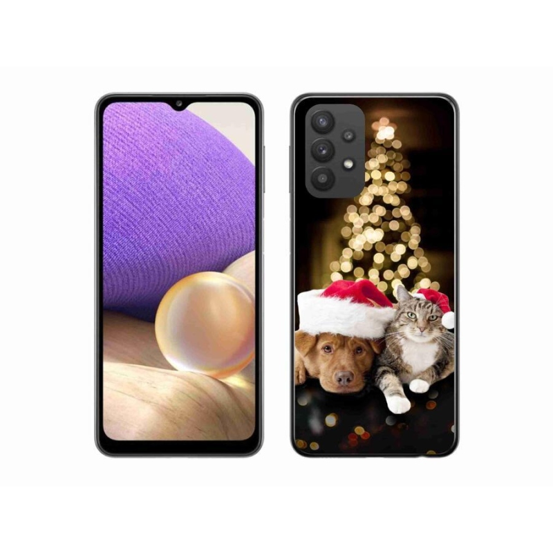 Gelový kryt mmCase na mobil Samsung Galaxy A32 5G - vánoční pes a kočka