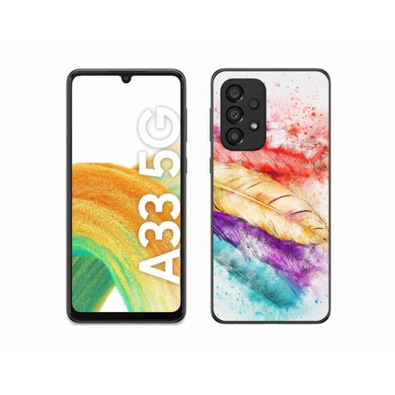 Gelový kryt mmCase na mobil Samsung Galaxy A33 5G - barevné peří