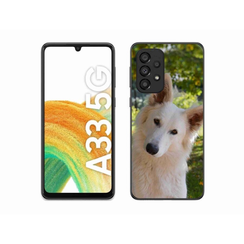 Gelový kryt mmCase na mobil Samsung Galaxy A33 5G - bílý švýcarský ovčák 1