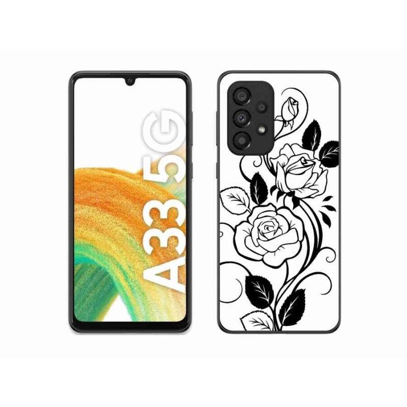 Gelový kryt mmCase na mobil Samsung Galaxy A33 5G - černobílá růže