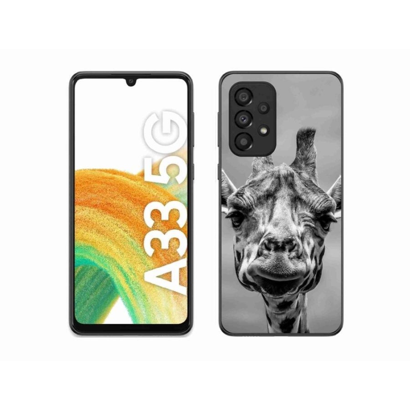 Gelový kryt mmCase na mobil Samsung Galaxy A33 5G - černobílá žirafa