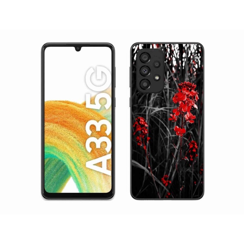 Gelový kryt mmCase na mobil Samsung Galaxy A33 5G - červená rostlina
