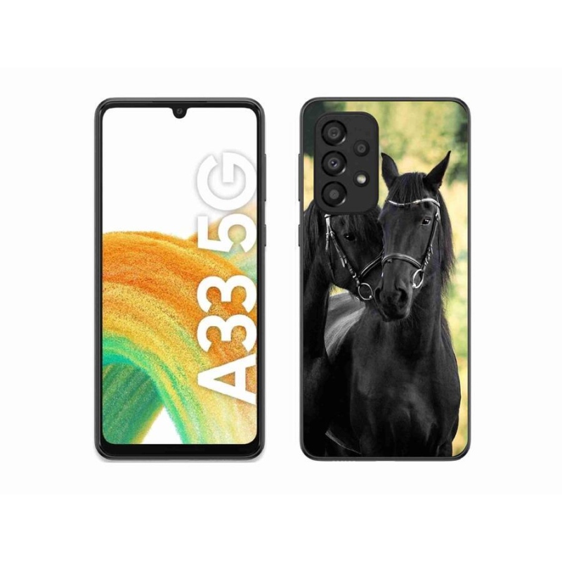 Gelový kryt mmCase na mobil Samsung Galaxy A33 5G - dva černí koně
