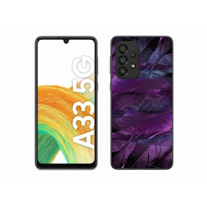 Gelový kryt mmCase na mobil Samsung Galaxy A33 5G - fialová pírka