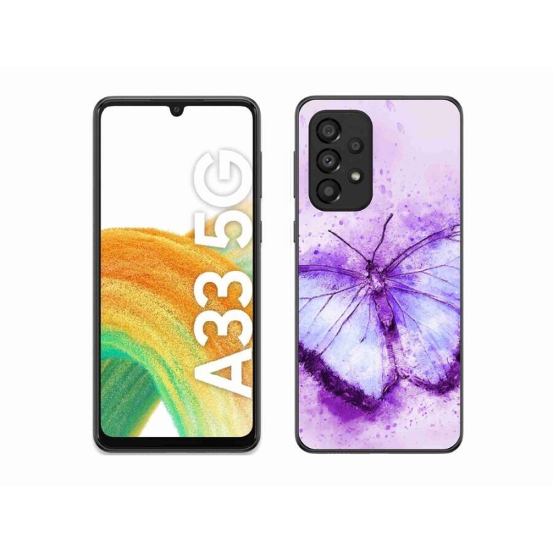 Gelový kryt mmCase na mobil Samsung Galaxy A33 5G - fialový motýl