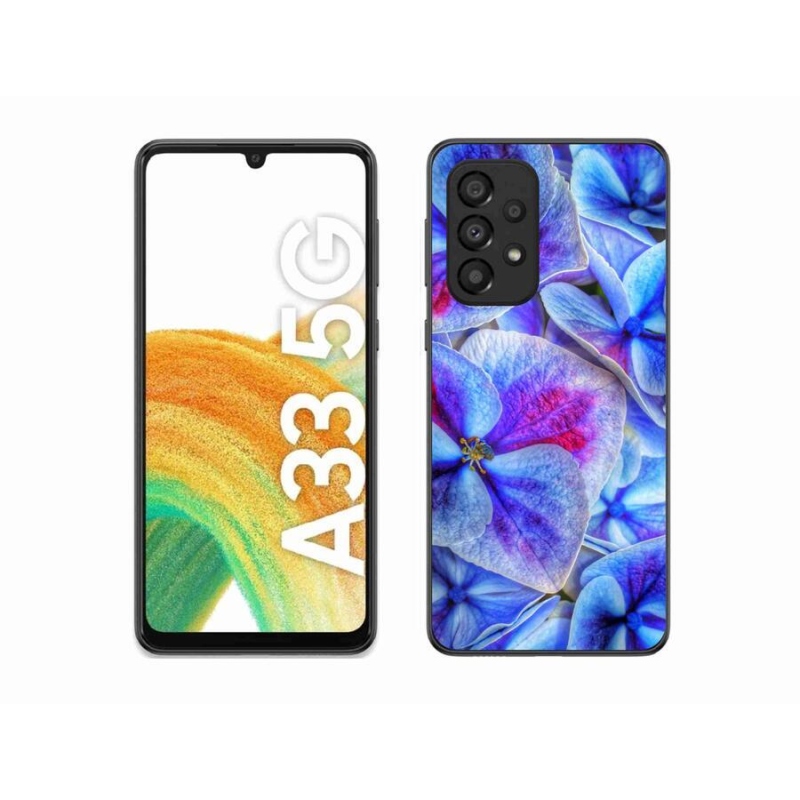 Gelový kryt mmCase na mobil Samsung Galaxy A33 5G - modré květy 1