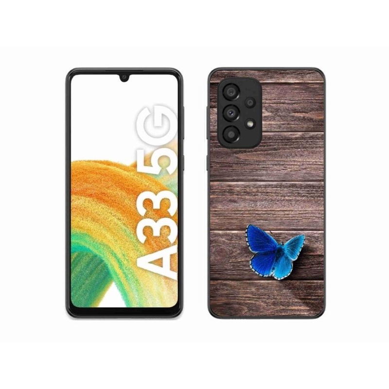 Gelový kryt mmCase na mobil Samsung Galaxy A33 5G - modrý motýl 1