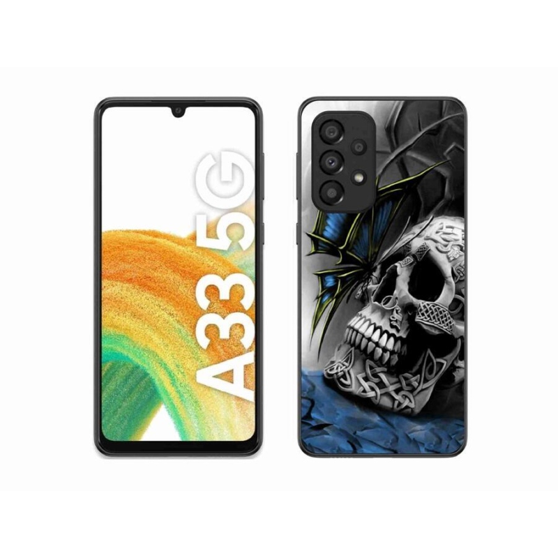 Gelový kryt mmCase na mobil Samsung Galaxy A33 5G - motýl a lebka