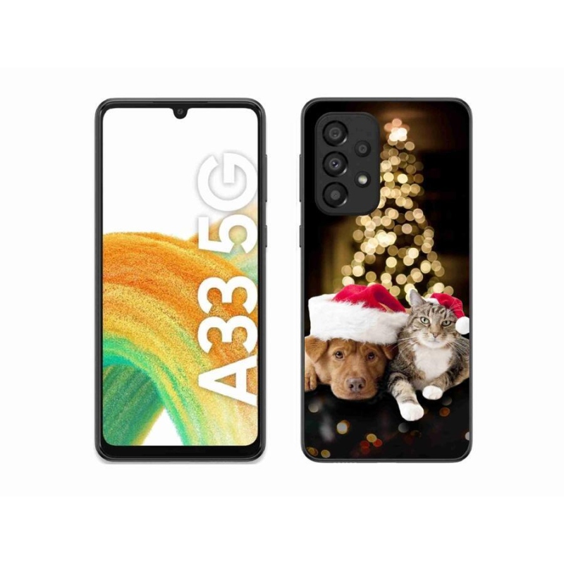 Gelový kryt mmCase na mobil Samsung Galaxy A33 5G - vánoční pes a kočka