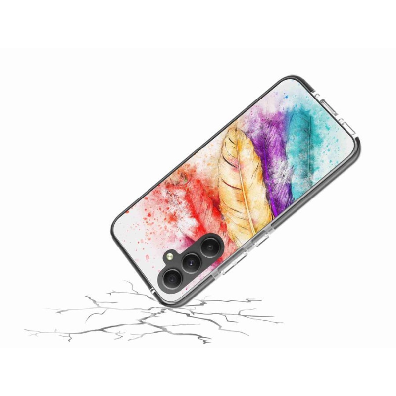 Gelový kryt mmCase na mobil Samsung Galaxy A34 5G - barevné peří