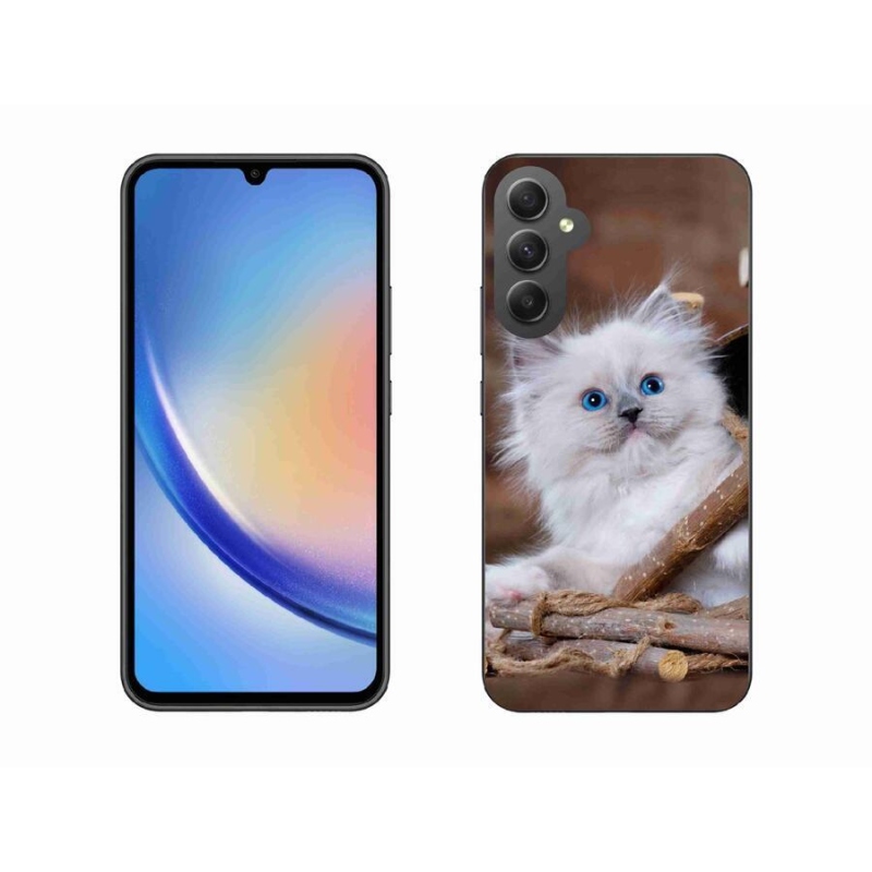 Gelový kryt mmCase na mobil Samsung Galaxy A34 5G - bílé kotě