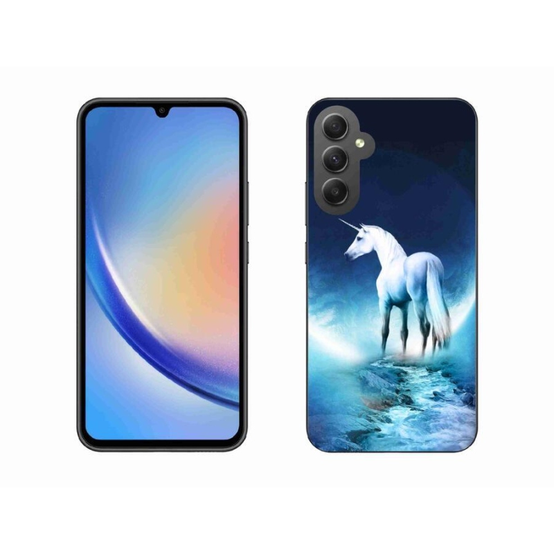 Gelový kryt mmCase na mobil Samsung Galaxy A34 5G - bílý jednorožec