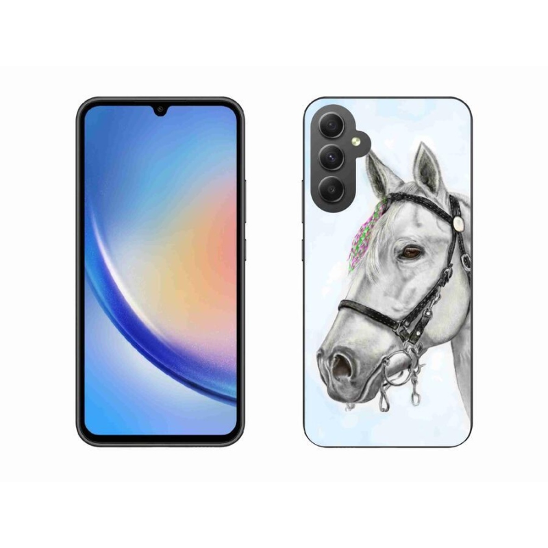 Gelový kryt mmCase na mobil Samsung Galaxy A34 5G - bílý kůň 1