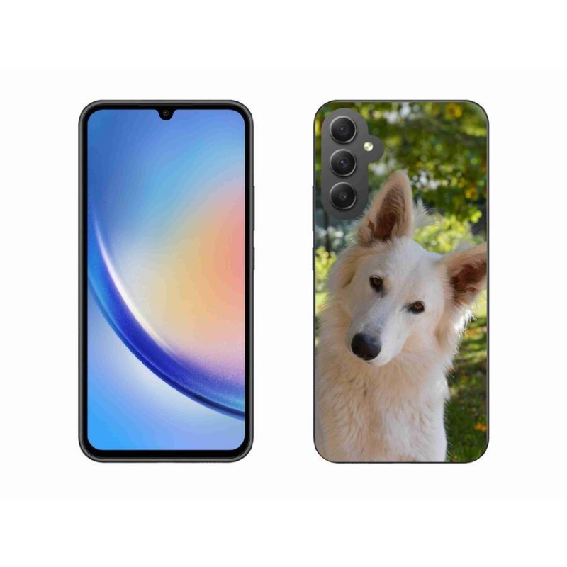 Gelový kryt mmCase na mobil Samsung Galaxy A34 5G - bílý švýcarský ovčák 1