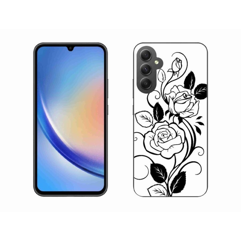 Gelový kryt mmCase na mobil Samsung Galaxy A34 5G - černobílá růže